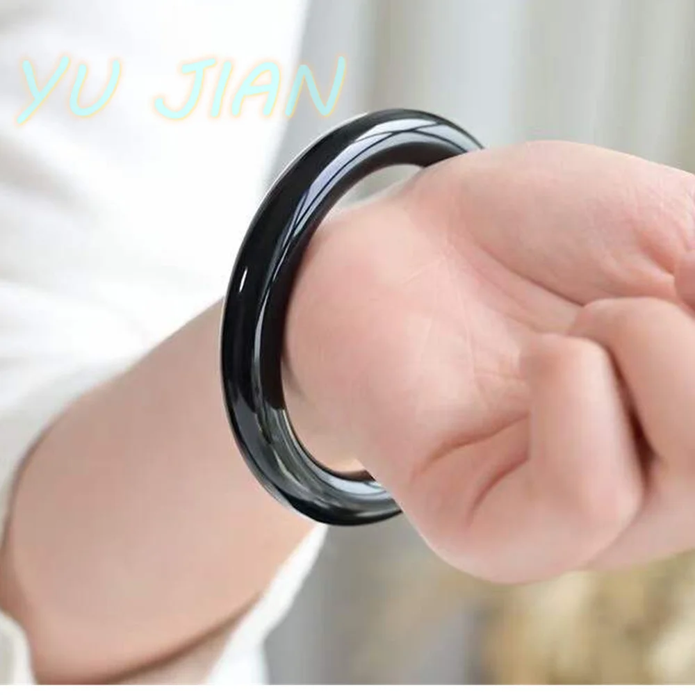 Latest Black Rose Vintage Round Bar Agate Natural Jade Bangle Delicate Noble Bracelet High Quality Handring Fine Jewelry