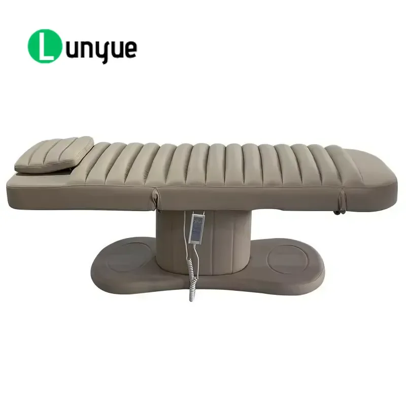 Luxury Cylindrical Base Electric Facial Bed Adjustable Curved Design for Spa Physiotherapy Beauty Treatment Eyelash