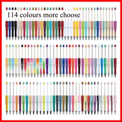 100Pcs Newest Colour Creative Plastic Beaded Pen Ballpoint Pen Printable Beadable Pen DIY Gift for Student Office Supplies