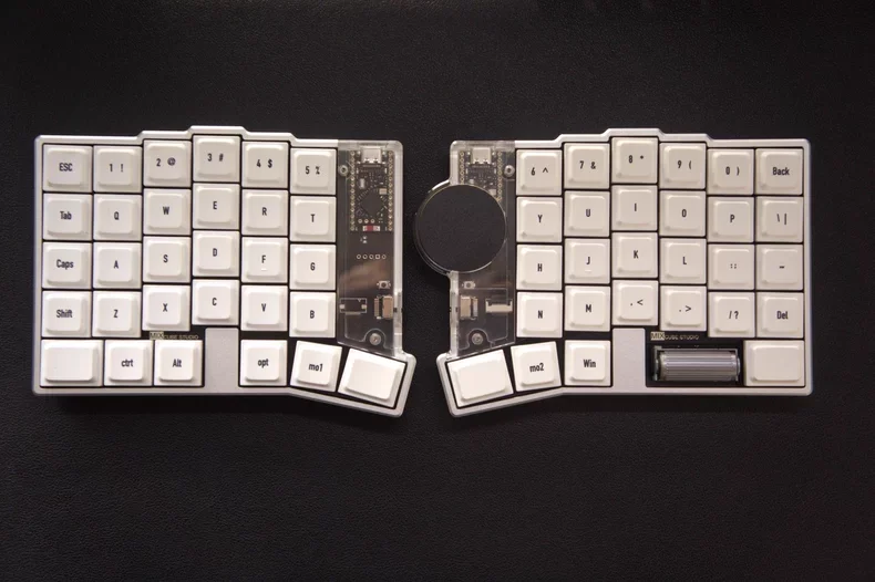 

Mix 60 Split Keyboard Kit Custom CNC Aluminum Case Roller Cirque Touchpad Choc V1/MX Switch HotSwap Bluetooth Dual-mode Keyboard