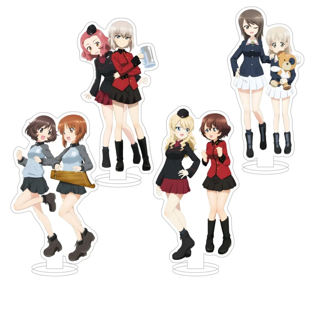Girls und Panzer das Finale Panzer Jacket Mika&Aki Darjeeling&Koume Erika&Rosehip Miho&Yukari  Acrylic HD Figure Stand ornament
