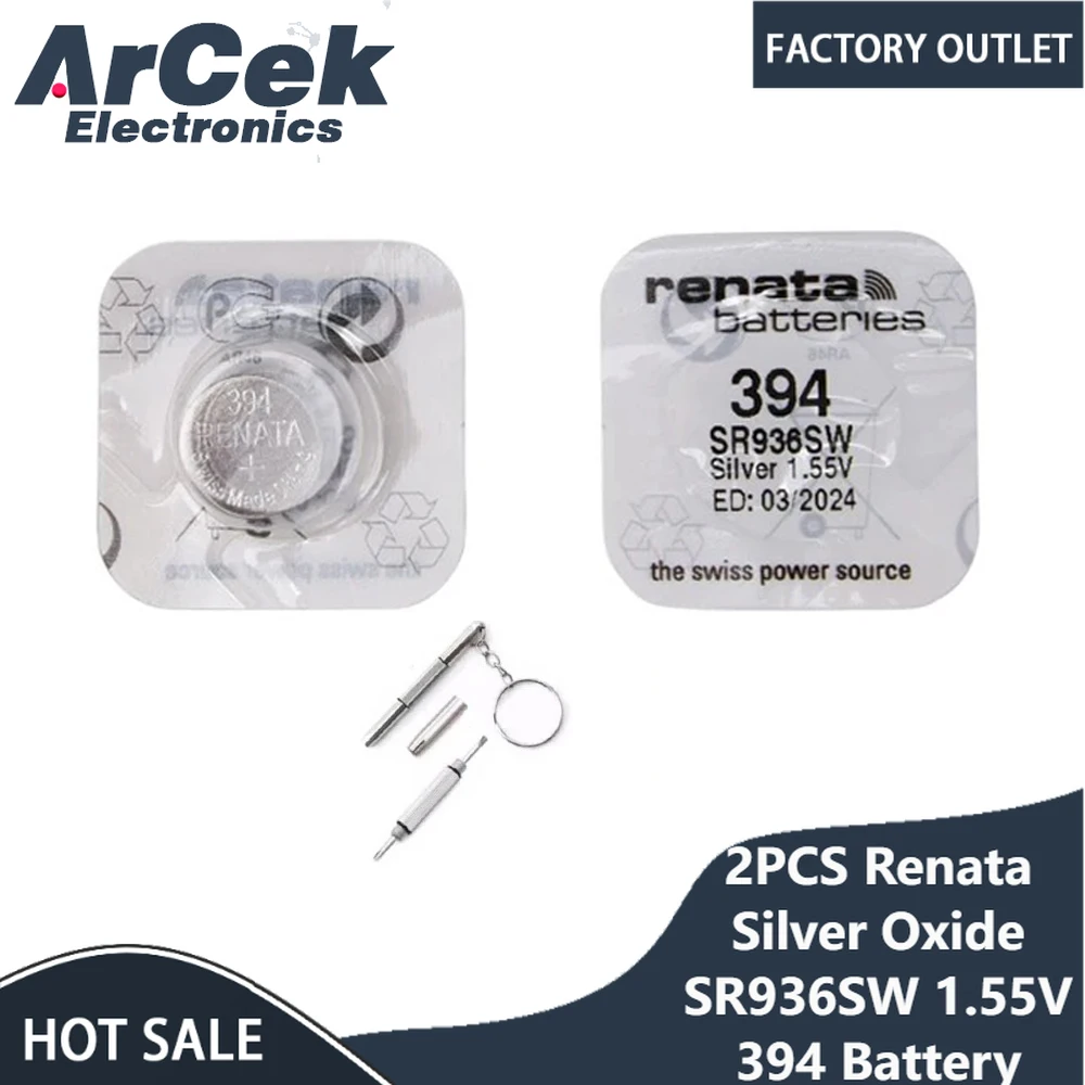 

2PCS Renata Silver Oxide Watch Battery 394 SR936SW 936 1.55V 100% Original Brand Renata 394 Renata936 Battery