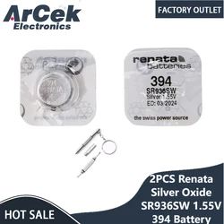 2PCS Renata Silver Oxide Watch Battery 394 SR936SW 936 1.55V 100% Original Brand Renata 394 Renata936 Battery