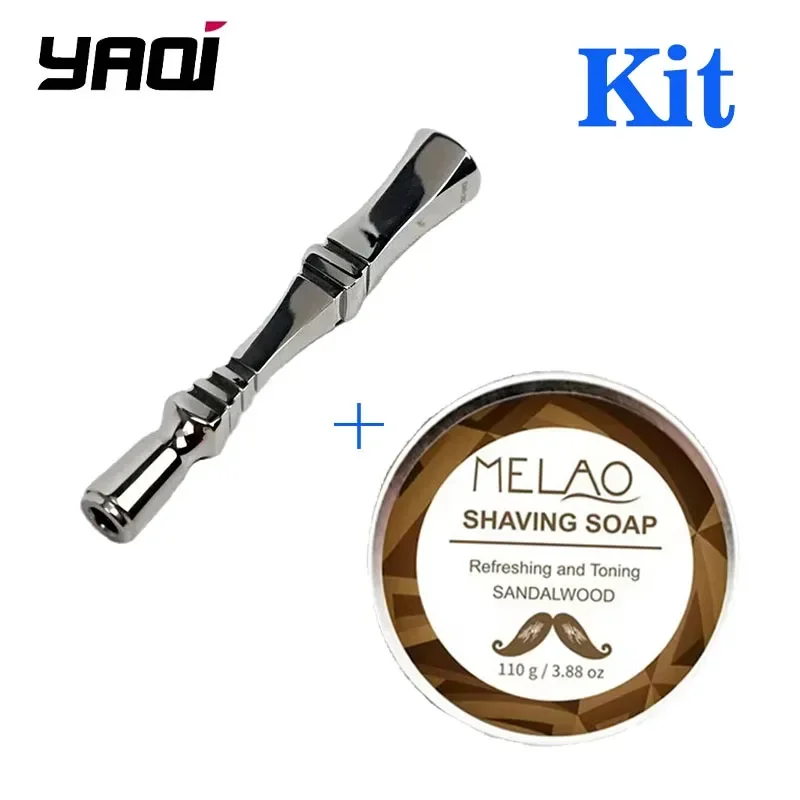 

YAQi Chippendale полированная безопасная бритва из нержавеющей стали с ручкой и набор мыла для бритья для мужчин, набор для ухода за волосами