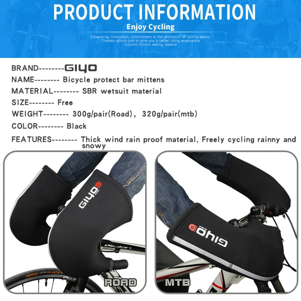 Warm Cycling Mittens Gloves Winter Mountain Road Bicycle Bar Gloves Men Women Bike Handlebar Mittens Hand Warmer Cover Equipment