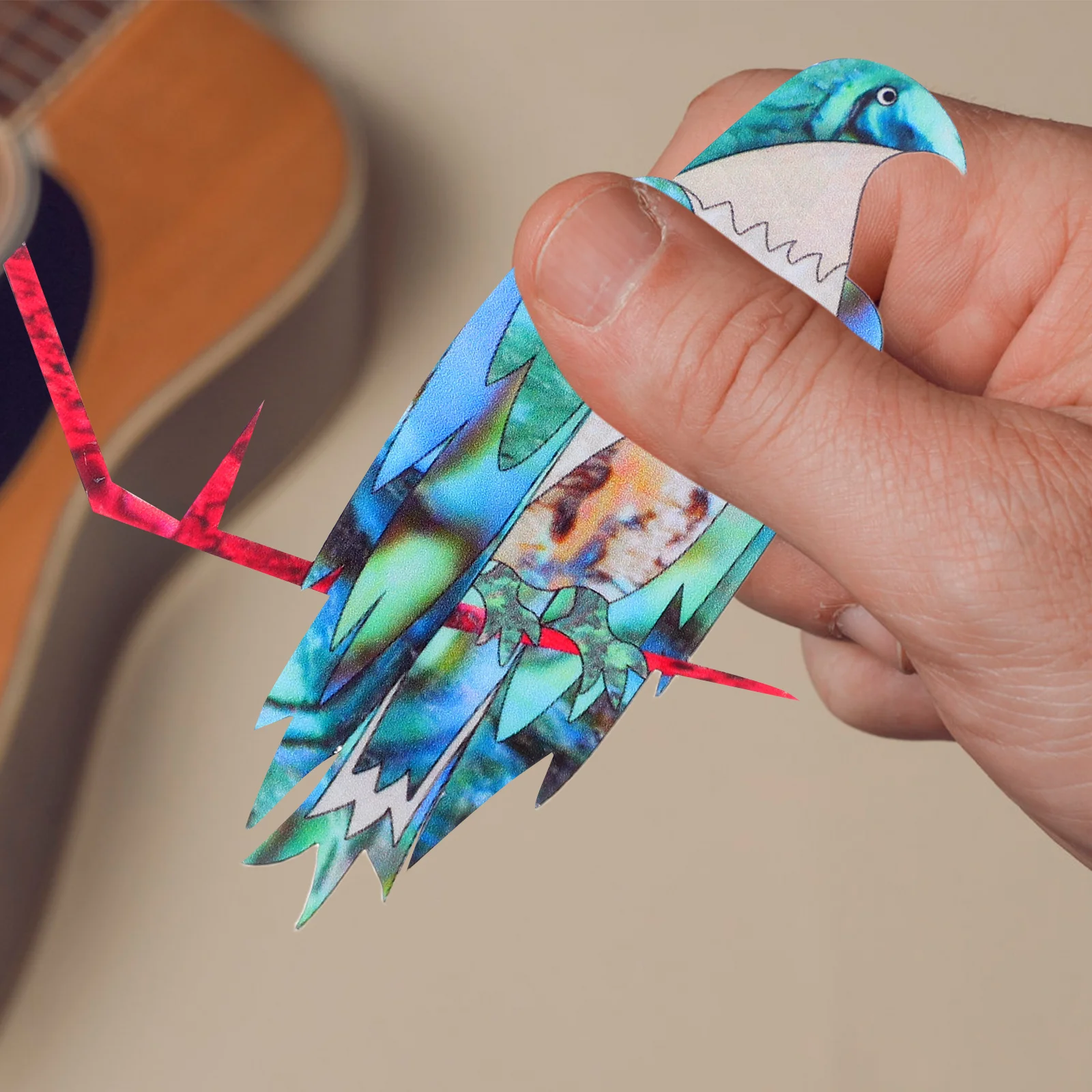 

Guitar Headstock Decals PVC Waterproof Stickers DIY Animal Bird Patterns Durable Adhesive Guitar Fretboard Marker for Acoustic