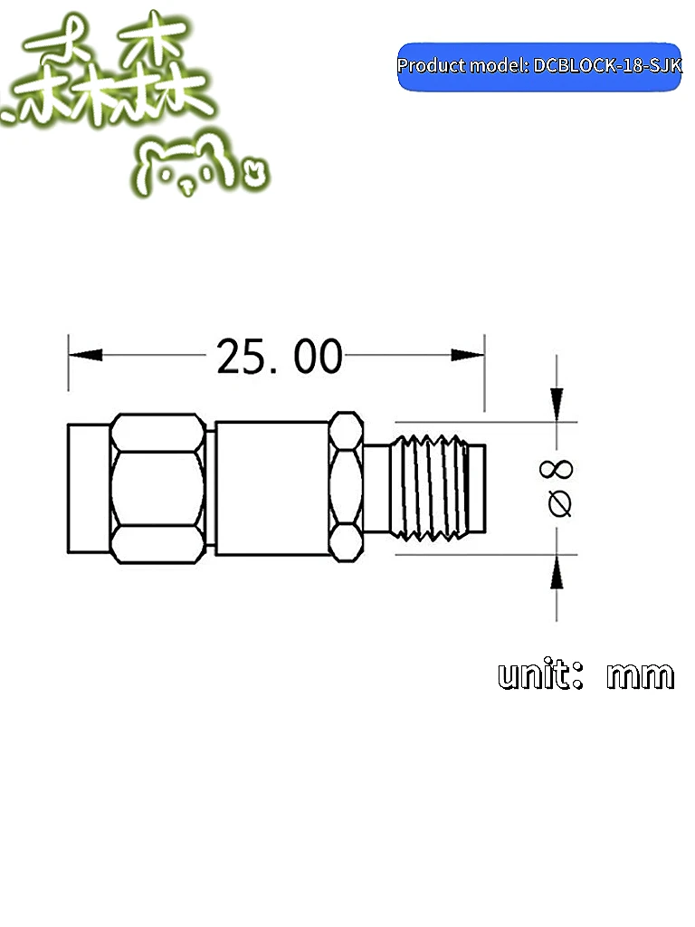 عازل SMA مع عازل محوري كتلة ، RF DC ، 18G ، 2W ، 50V