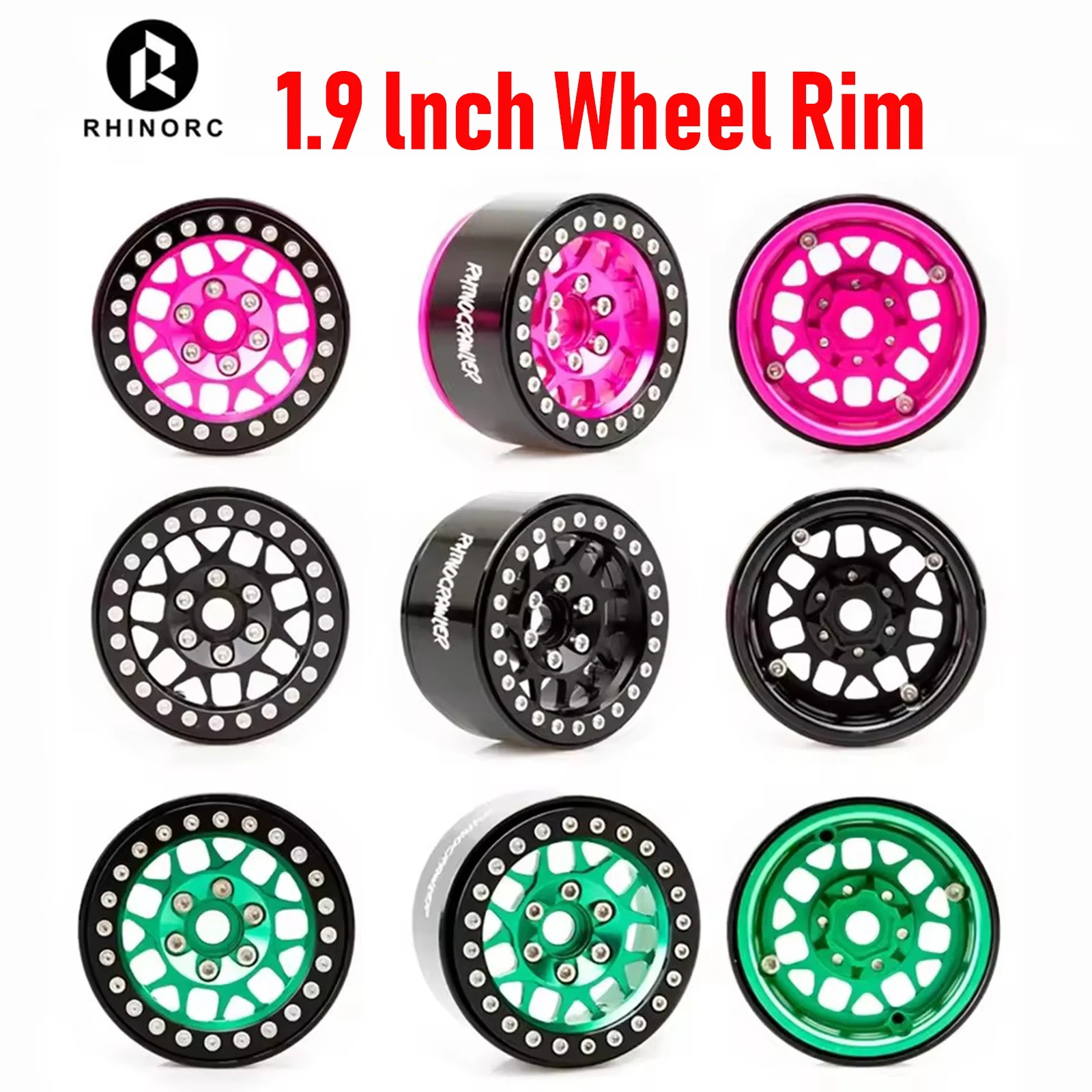 

RhinoCrawler, 4 шт., алюминиевый обод колеса с бисером 1,9 дюйма для 1/10 RC гусеничного автомобиля, осевой SCX10 RR10 Wraith TRX4 TRX-6