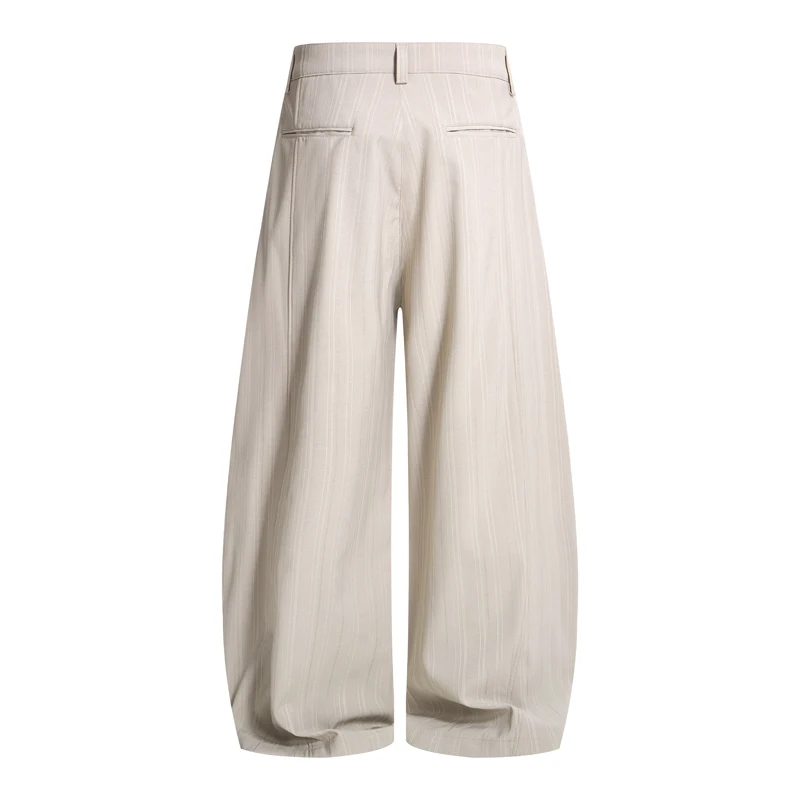 Apricot Men's Oversized Balloon Pants Subtle Vertical Stripes Streetwear Inspired Wide Leg Trousers Casual Minimalist Style