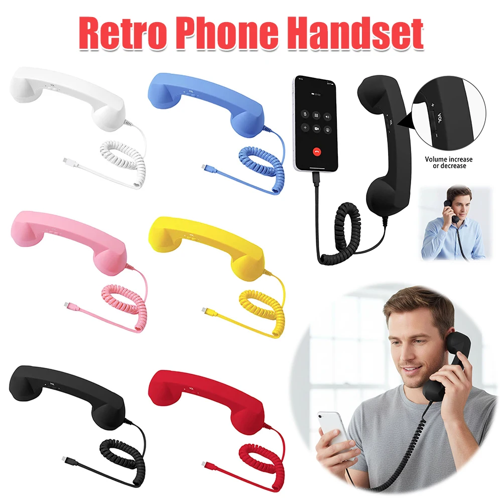 Telephone Wired Handsets Ergonomics Landline Handle Receiver Creative Telephone Head Set for Cell Mobile Video Conferences