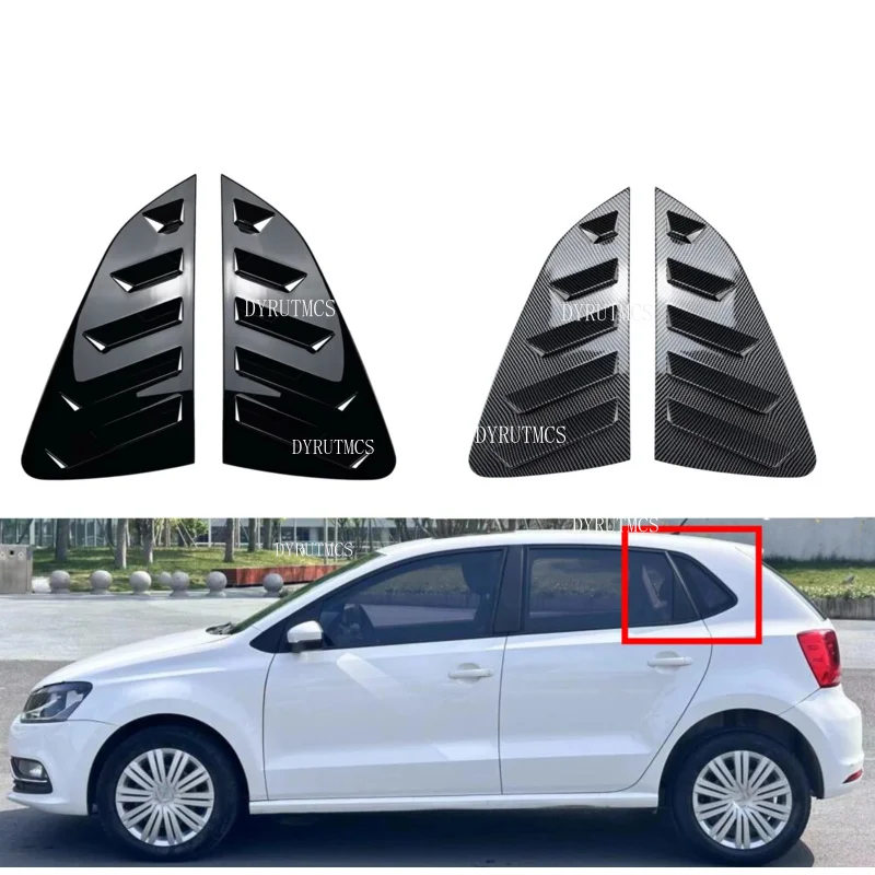Car Rear Window Shutter Cover  Stickers Louver Fit For VW Polo MK6 2018 2019 2020 2021 2022 2023 Decoration Modified ABS