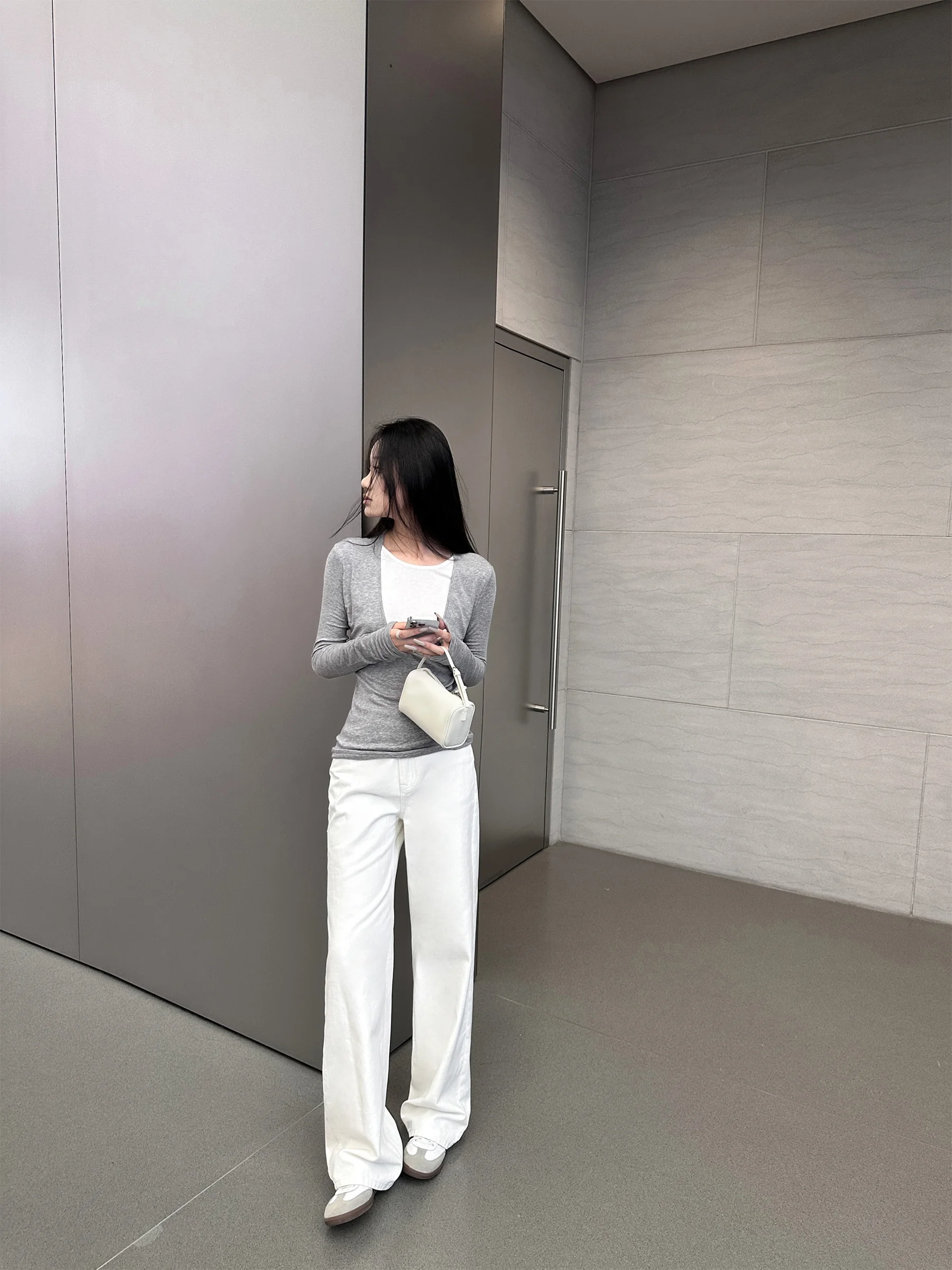 

Женские джинсы с высокой талией, прямые, белые, облегающие, повседневные, широкие брюки, осенне-зимние джинсовые штаны от 5werkwen