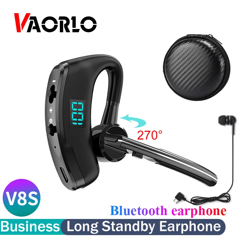 2022 New V8 Earphone Bluetooth 5.2 Business Long Standby Voice Control Wireless Headphone Ear Hook Music Sports Headset with Mic