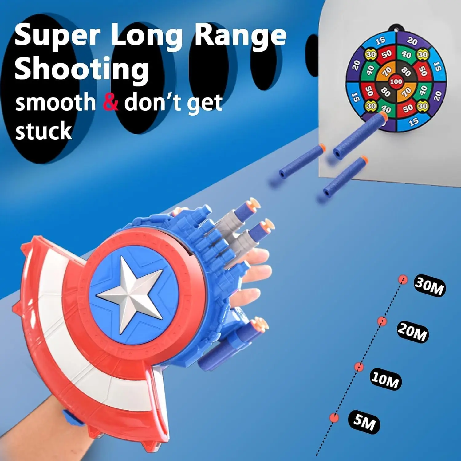 Captain America Dart Shooting Shield with Double Shoot Blaster and 10 Darts for  Kids Boys Toddlers Gun  Gift Birthday Party