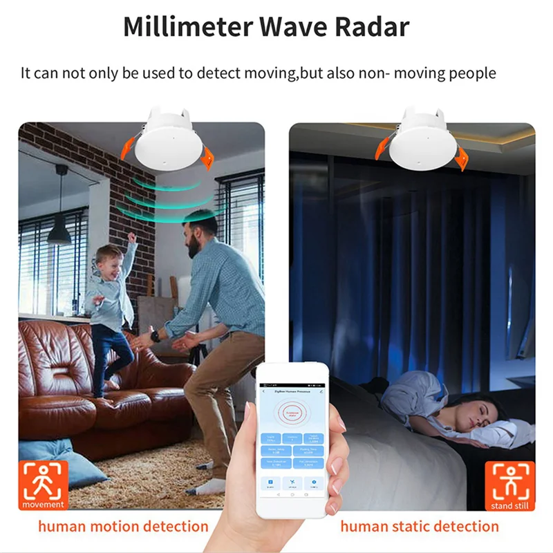 

3X Tuya Zigbee Mmwave датчик присутствия человека с яркостью микроволновый радар обнаружения PIR датчик движения настенное крепление