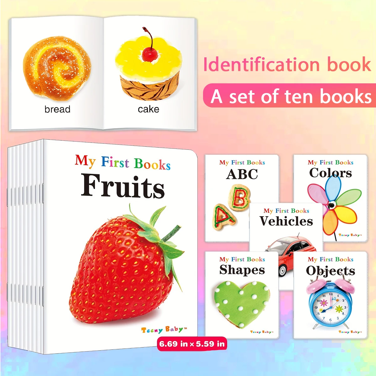 10 Libros Ilustrados para Mi Primer Aprendizaje Temprano: Alfabeto, Números, Colores, Formas, Animales, Frutas, Alimentos, Vehículos y Vocabulario Diario
