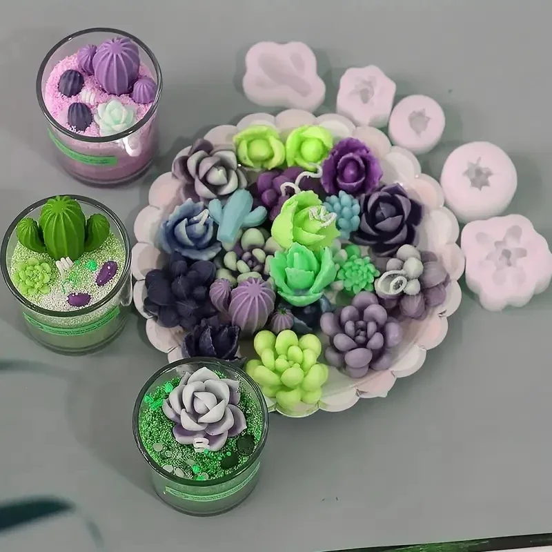 9 عبوات من قوالب السيليكون النضرة - قم بإنشاء شموع وفريدة من نوعها وصابون وصبرات الراتنج باستخدام قوالب الصبار ثلاثية الأبعاد هذه #2