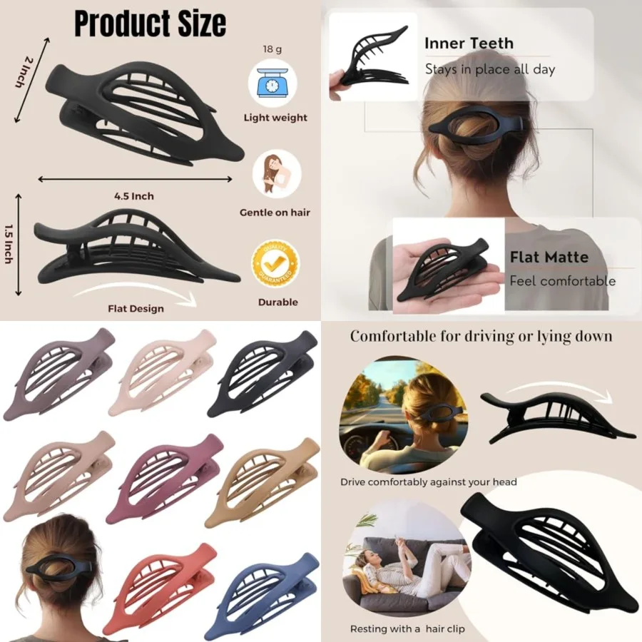 

8-Pack Matte Flat Hair Clips for Women No-Crease, Extra-Strong Hold Barrettes for Thick Thin Hair French Duckbill Style