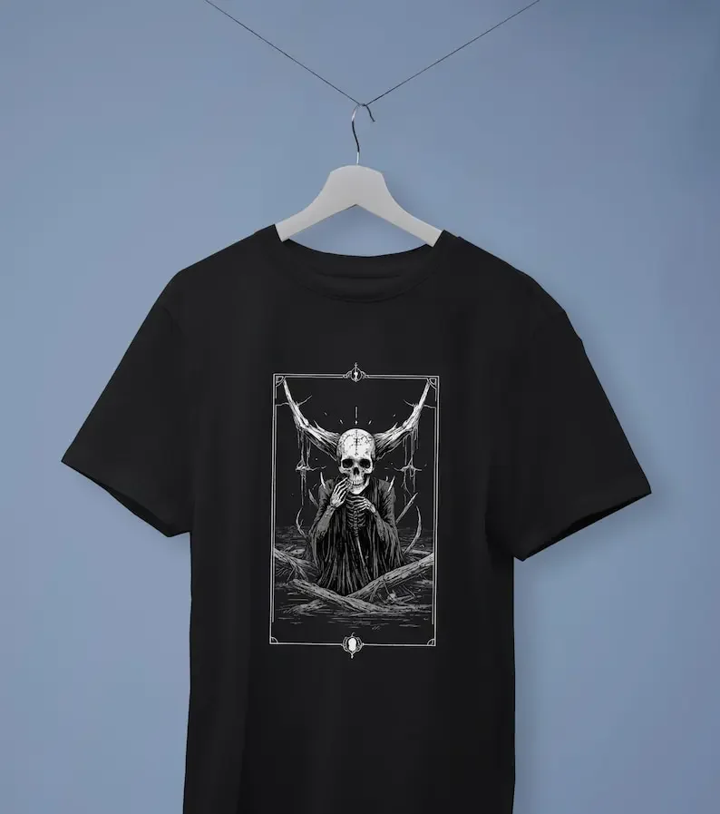 

Death Tarot Card T-Shirt, Witchy Aesthetic Clothes, Pastel Goth Clothing, Dark Academia, Goblincore Mystical Shirt, Occult Witch