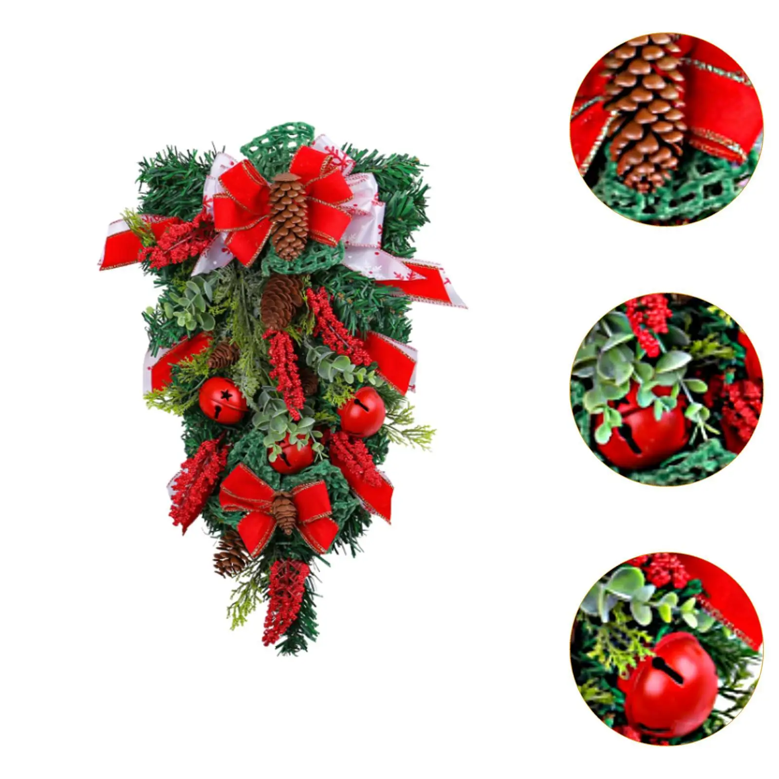 Christmas Teardrop Swags Christmas Wreath Christmas Decoration Wall Hanging Ornament Artificial Wreath for Shelf Office Party