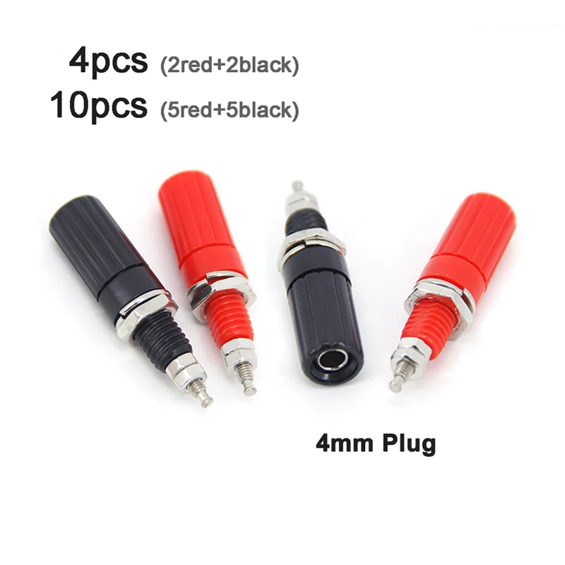 M3*45 4mm Banana Socket Binding Post Nut Banana Plug red black sound panel Jack Electrical Connector Terminal A07