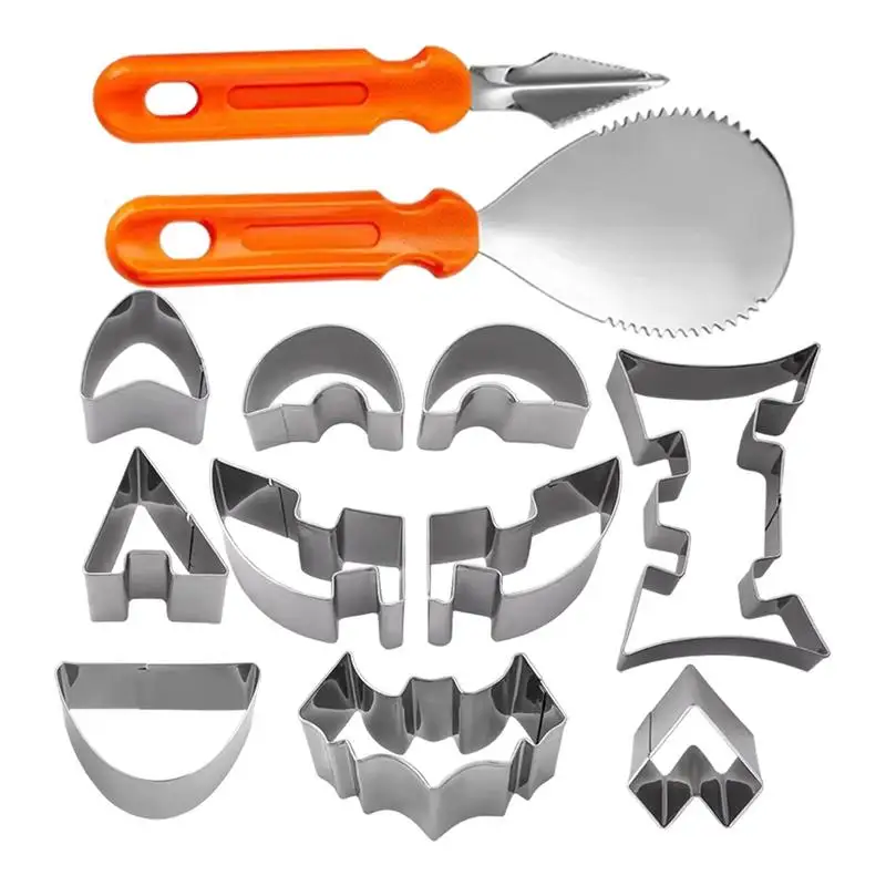 

Pumpkin Carving Kits 3D Pumpkin Carving Stainless Steel Fondant Decorations Set Of 12 Professional Baking Dough Kitchen Tools