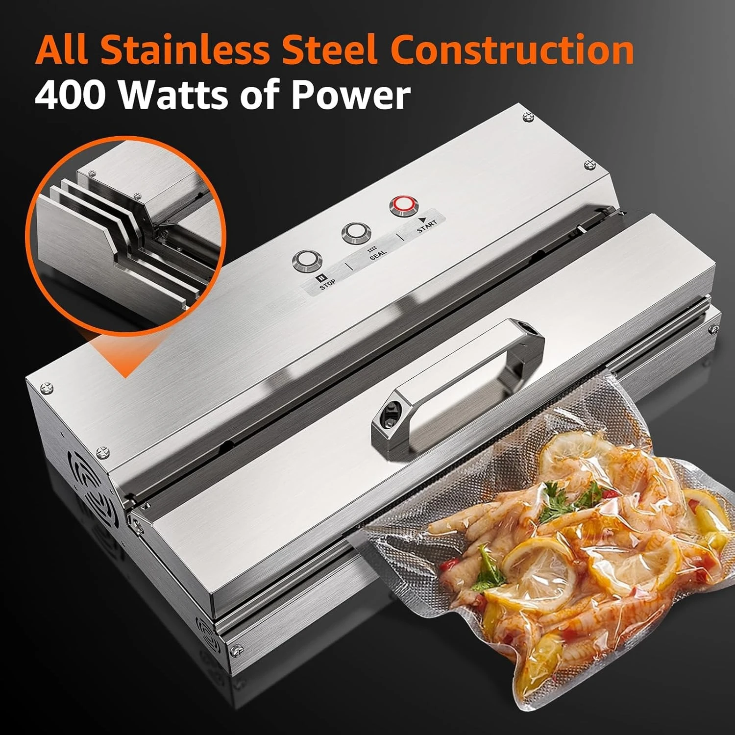 

16'' Commercial Grade Vacuum Sealer Machine - All Stainless Steel Constructed Vacuum Packaging Machine