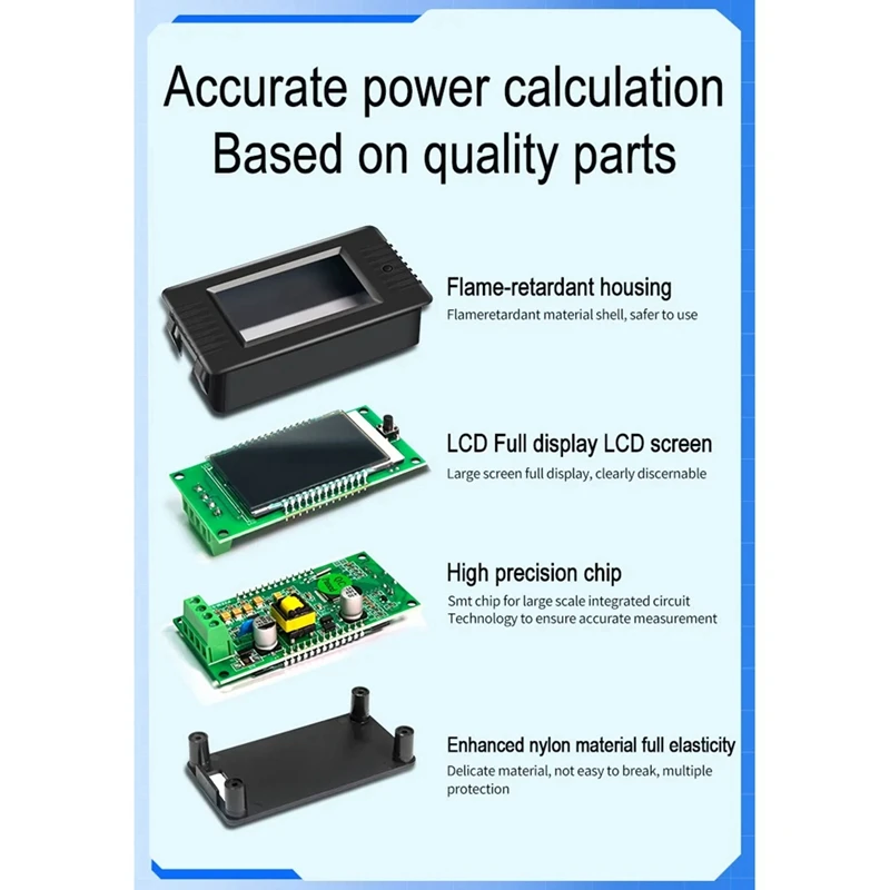A73P-Peacefair PZEM-022 Digital Electronic Meter 6In1 Color LED Screen Single Phase Energy Meter Voltmeter Kwh Meter+Open CT