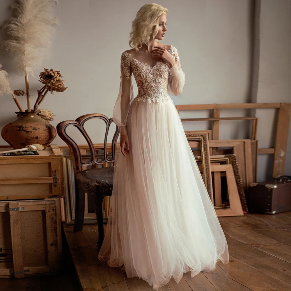 

Женское свадебное платье It's yiiya, белое кружевное платье-трапеция с V-образным вырезом, длинными рукавами и пуговицами на лето 2023