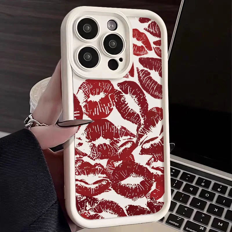 Sexy Mädchen rote Lippen Muster TPU Handyhülle für iPhone 16 15 14 Pro Max 16 15 Plus 13 12 Pro 11 Candy Colo stoßfeste Softcover