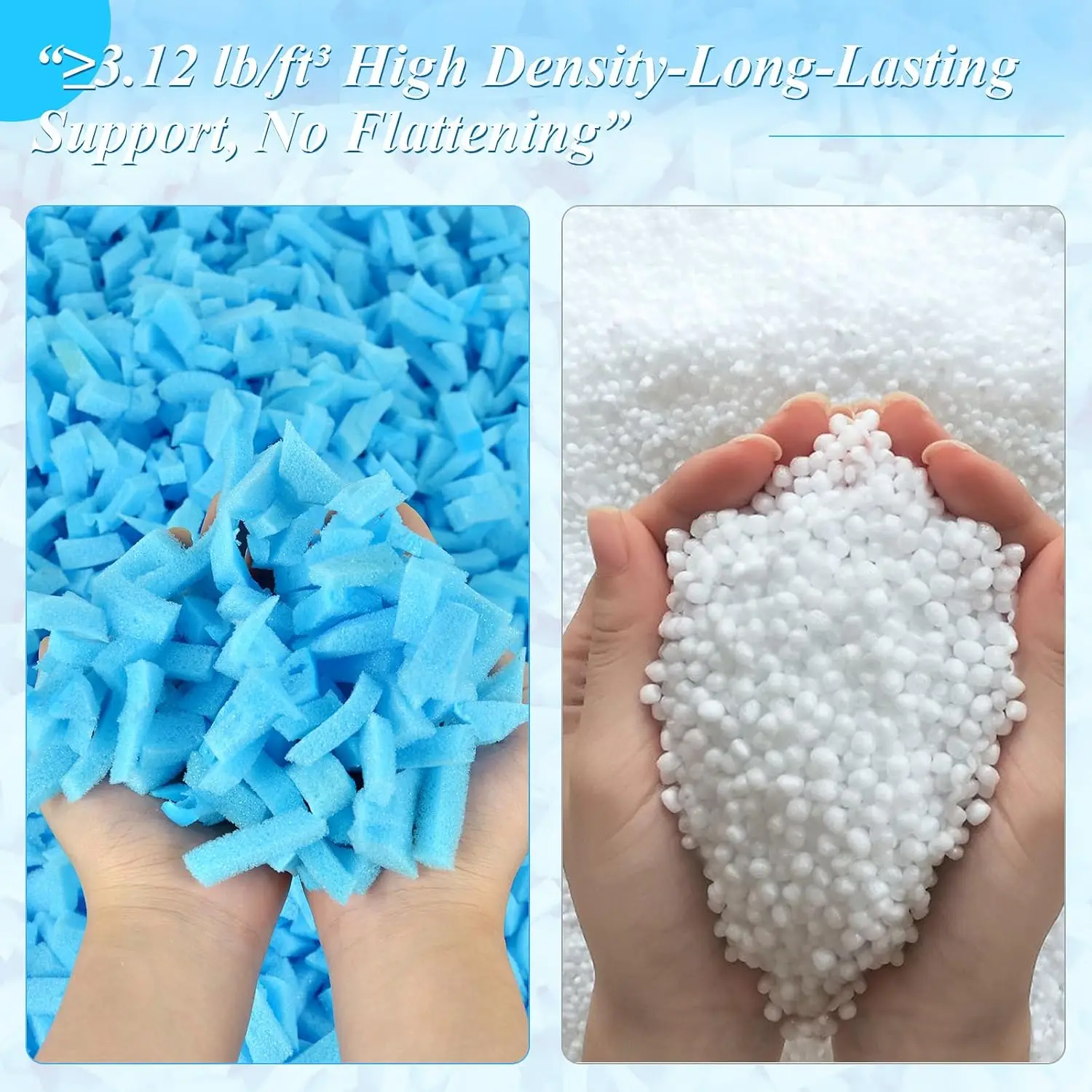 Bean Bag Filler, 30lbs Gel Shredded Memory Foam Filling, High Density Refill & Replacement Foam for Bean Bag Chair, Pillow Stuff