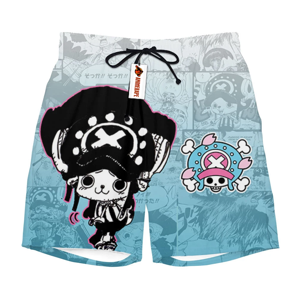 One Piece Tony Tony Chopper Manga Print Quick Dry Shorts Men Anime Casual Breathable Beach Shorts