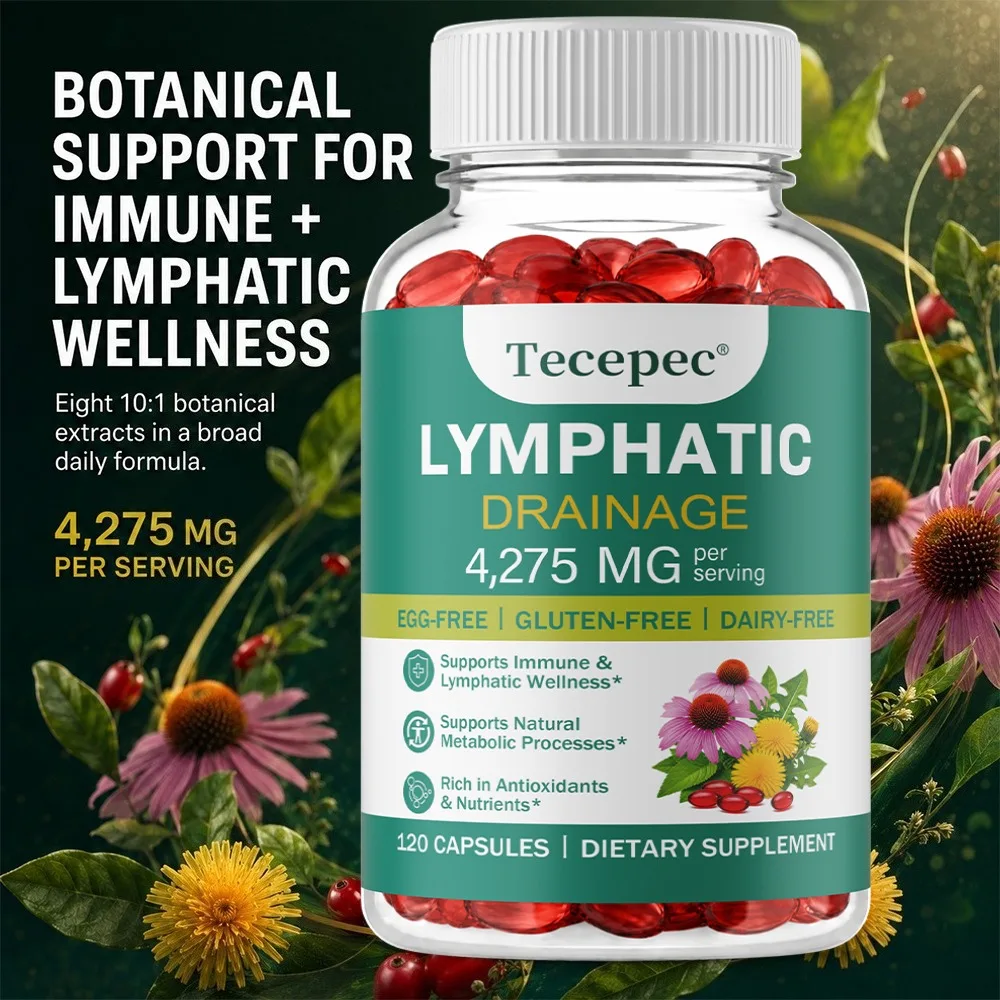Lymphatic Drainage Supplements, Herbal Blends with Echinacea, Dandelion, Burdock Root for Lymph System, Immune Support, Cleanse