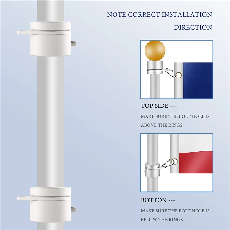 ABYN-2 Pcs Flag Pole Rings Anti Wrap Flag Pole Clips Swivels 360° Rotating Flagpole Flag Mounting Rings