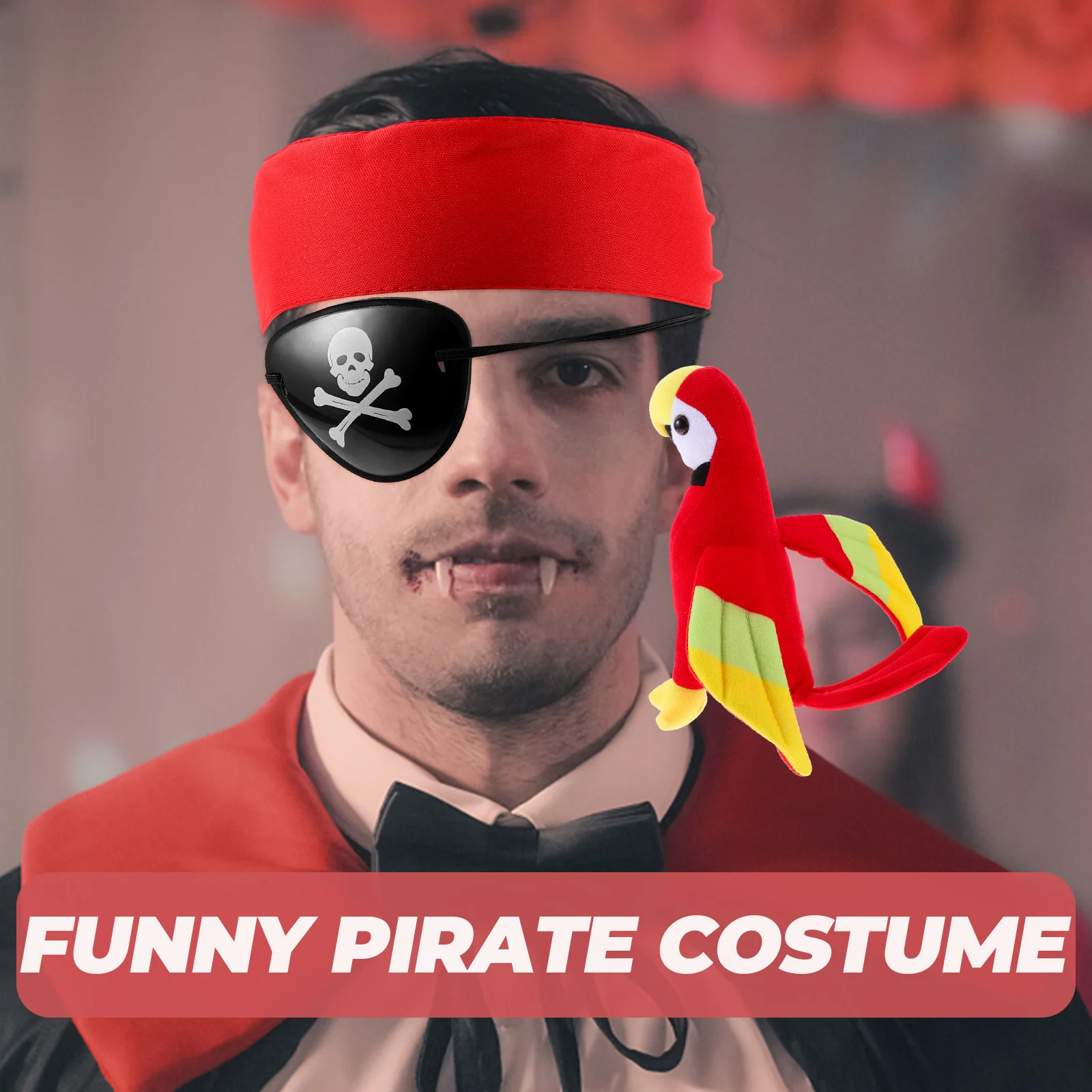 Kit de Costume de Cosplay Pirate, 1 ensemble, Patch pour les yeux, Bandana, accessoire perroquet pour Halloween, fête de Pirate, mascarade, déguisement, nouveauté de jeu