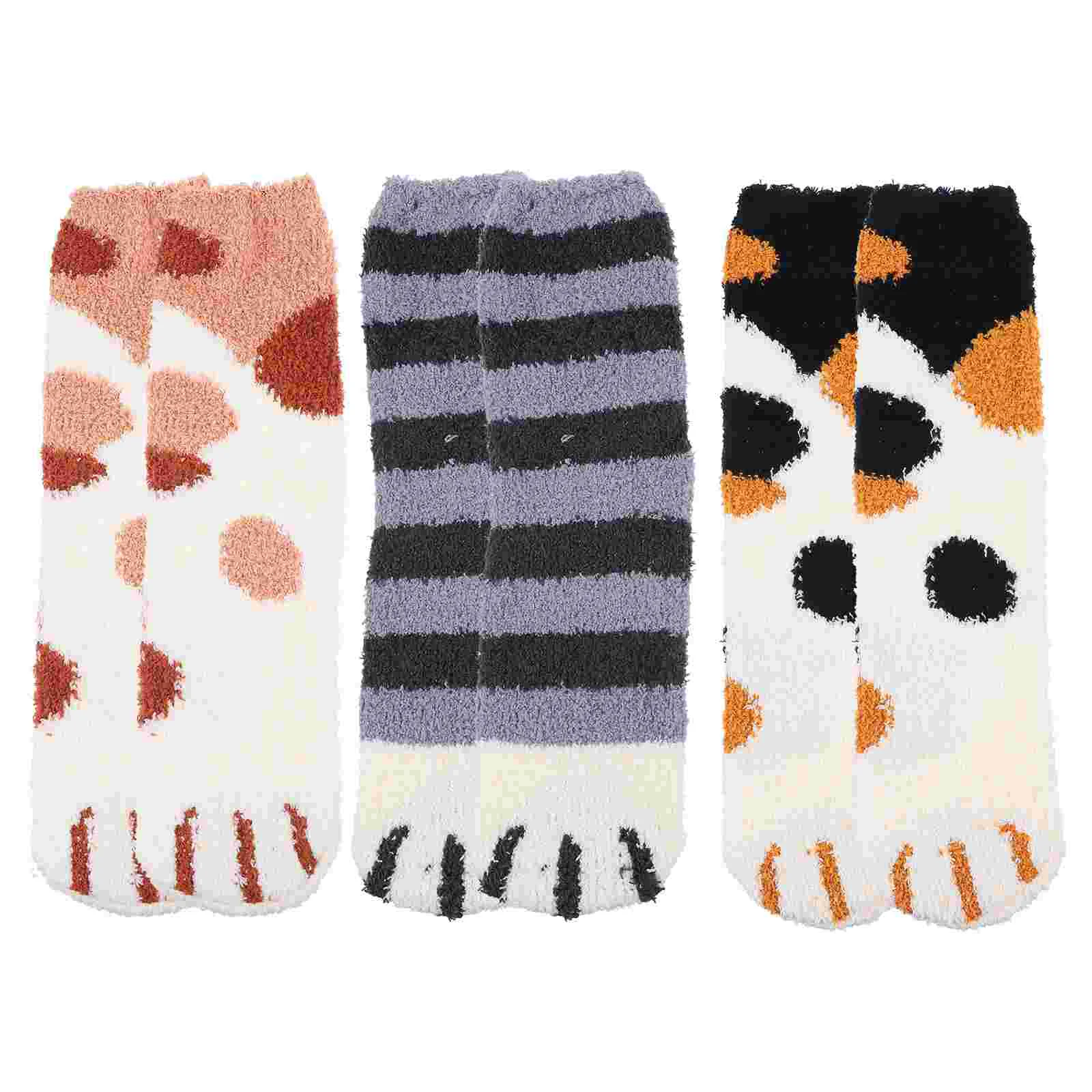 

3 Pairs Coral Fleece Socks Funny Thick Warm Plush Floor Stockings Girls Winter Woman Sleeping Thermal Slipper Fluffy Women's