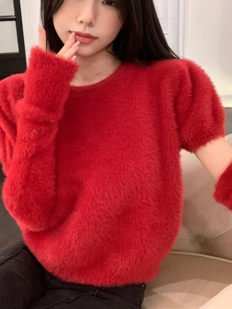 Vintage 2022 Spring Knitted Sweater Y2K Crop Tops Women Elegant Kawaii Clothing French Slim Pullover Female Streetwear Korean