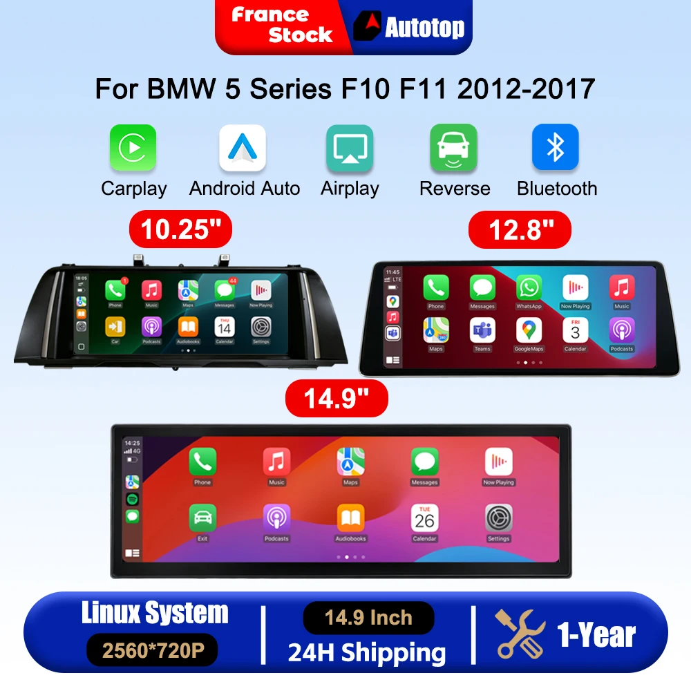 10.25/12.8/14.9 Inch Wireless CarPlay Android Auto Car Radio For BMW 5 Series F10 F11 CIC/NBT System 2012-2017 Car Intelligent Systems Smart Touch Screen Wifi  Bluetooth GPS Navigation Navi Mirror Link AirPlay