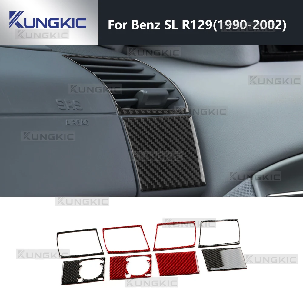 Car Side Air Vents Real Soft Carbon Fiber Sticker For Mercedes Benz SL R129 1990-1994 1995 1996 1997 1998 1999 2000 2001 2002