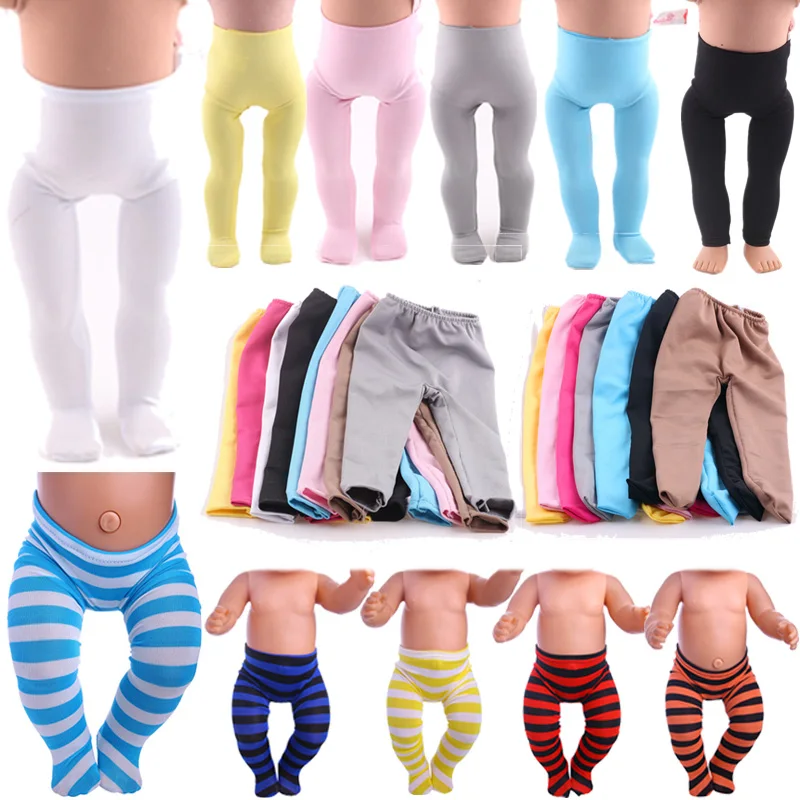 Pop Solid&Stripe Color Leggings For 18Inch American&43CM New Born Baby Doll Clothing Accessories Generation Pop Girl's Toy Gifts