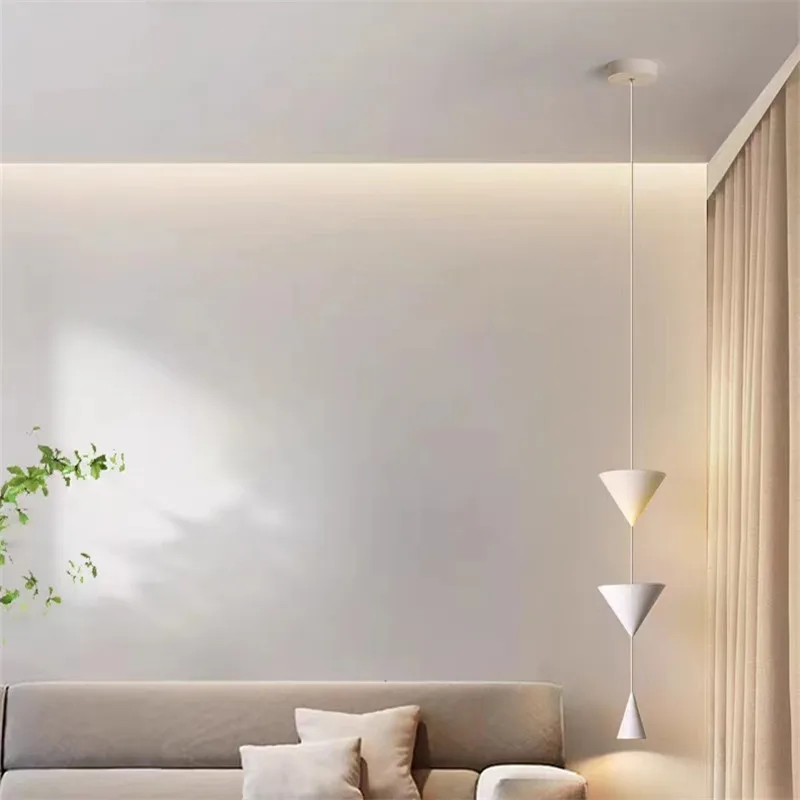 Imagem -05 - Nordic Long Linear Pendurado Lâmpada Cone Branco Preto Pendant Light Sala de Estar Quarto Cabeceira Sala de Jantar Mini Decoração Corredor