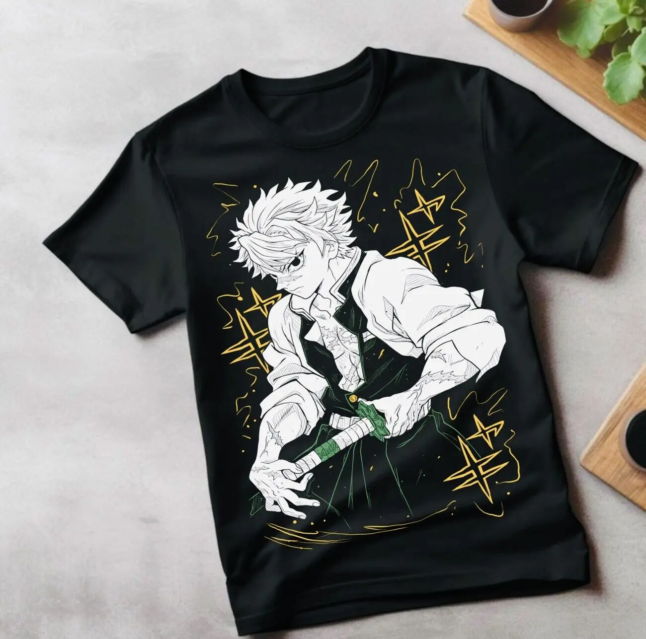 Giyu Tomioka T-Shirt Demon Slayer Kimetsu No Yaiba Anime Black Shirt Size S_5XL