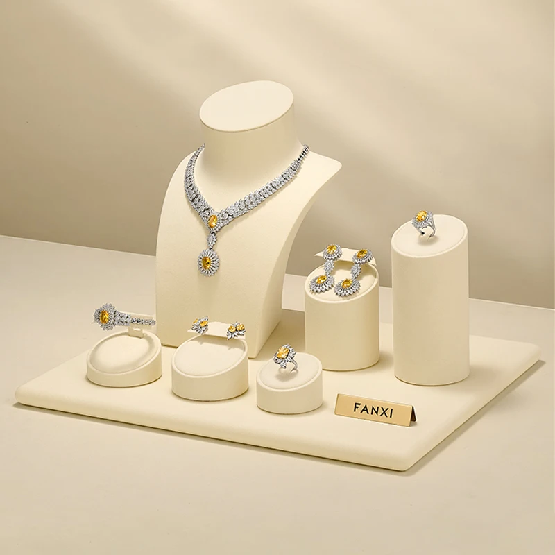 WoodTen Beige Jewelry Display Props Jewelry Organizer Stand Ring Earring Rack Necklace Portraits Premium Jewelry Display Stand