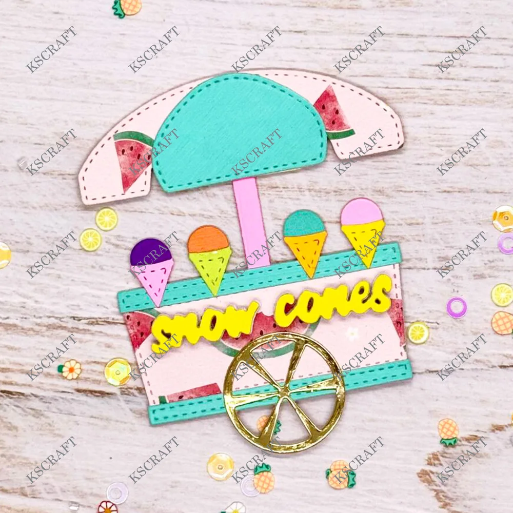 KSCRAFT Snow Cone Cart Cutting Dies Stencils for DIY Scrapbooking Decorative Embossing DIY Paper Cards