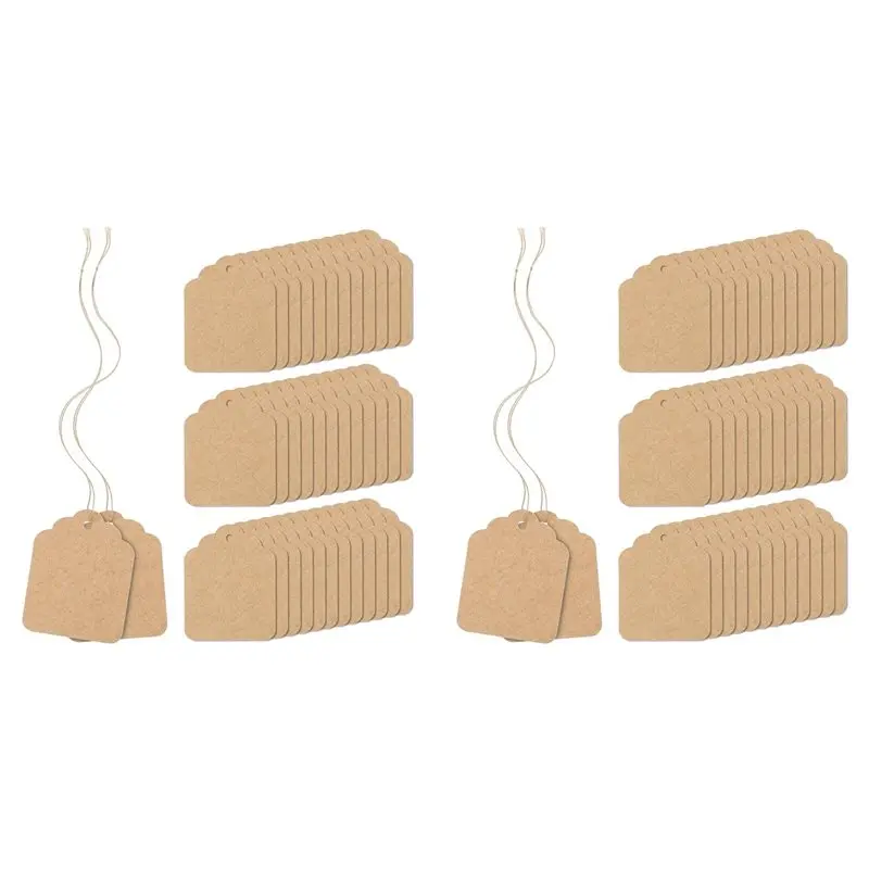 AB33-1000Pcs Price Tags With String Attached Brown Kraft Paper Gift Bags Tags Marking Strung Tag, 1.4 Inch X 1.8 Inch
