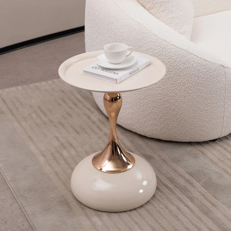 Mermaid Tail End Coffee Table Round Side Table, Modern Metal Pedestal Table, Minimalist Accent Table for Small Spaces, Drink Mar
