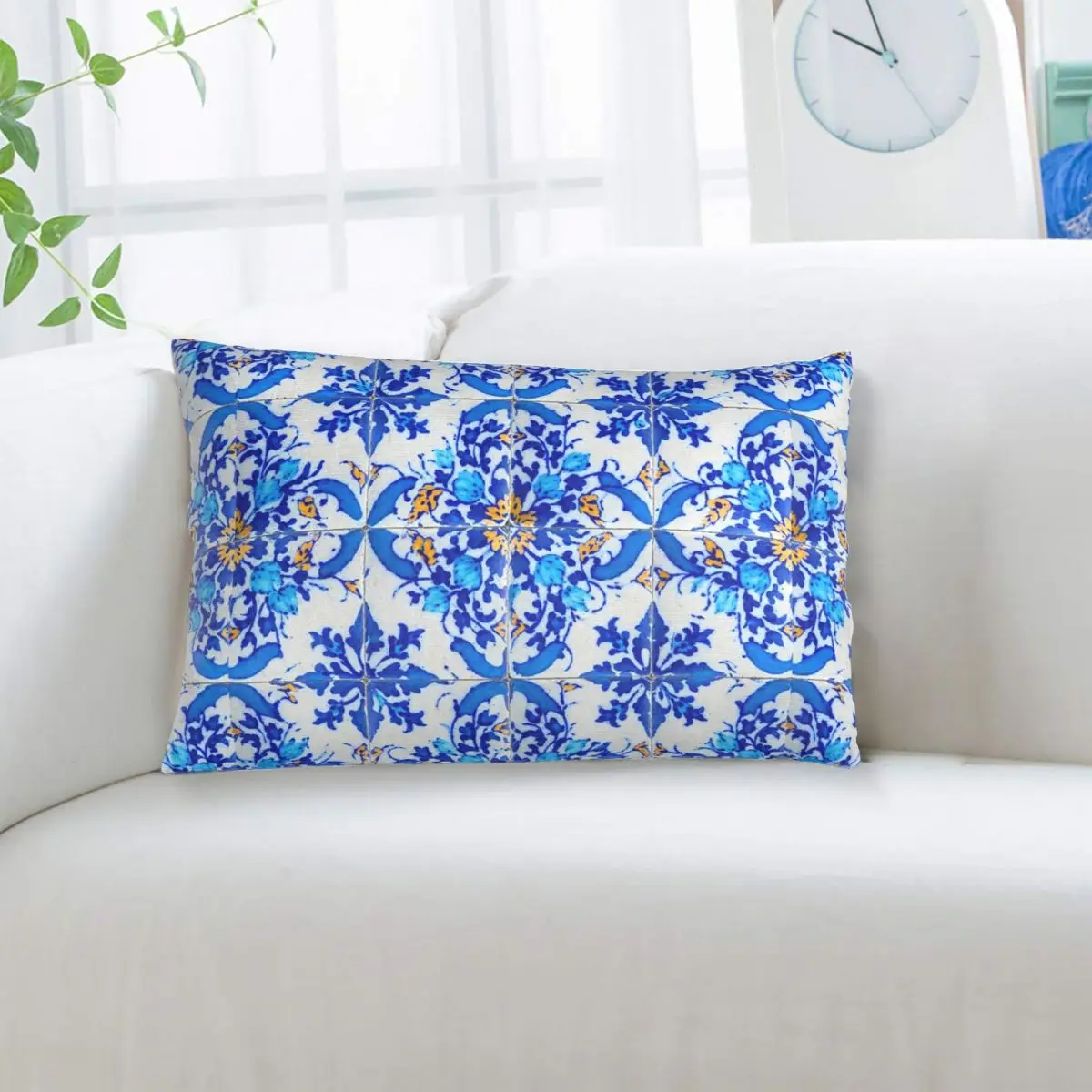 Portuguese Tile Decor Azulejo Lisboa Rectangle Pillowcase Cushion Cover Decor Bedroom Bed Home Comfort Throw Pillow