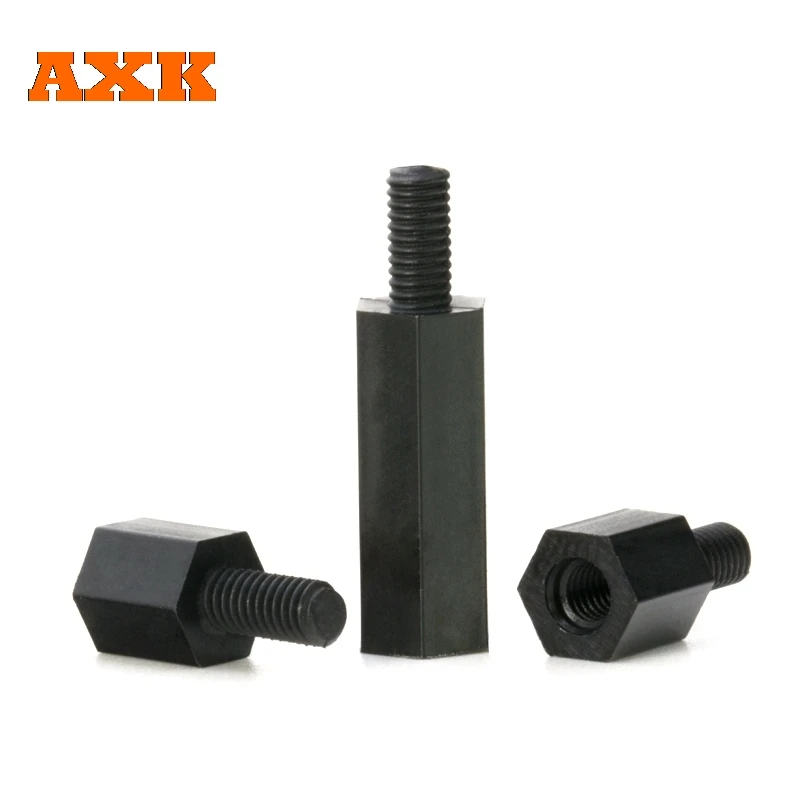 50/ 20pcs Black Nylon Spacer M2 M2.5 M3 M4*L+6mm Male to Female Insulated Adiabatic Nylon Standoff Spacer