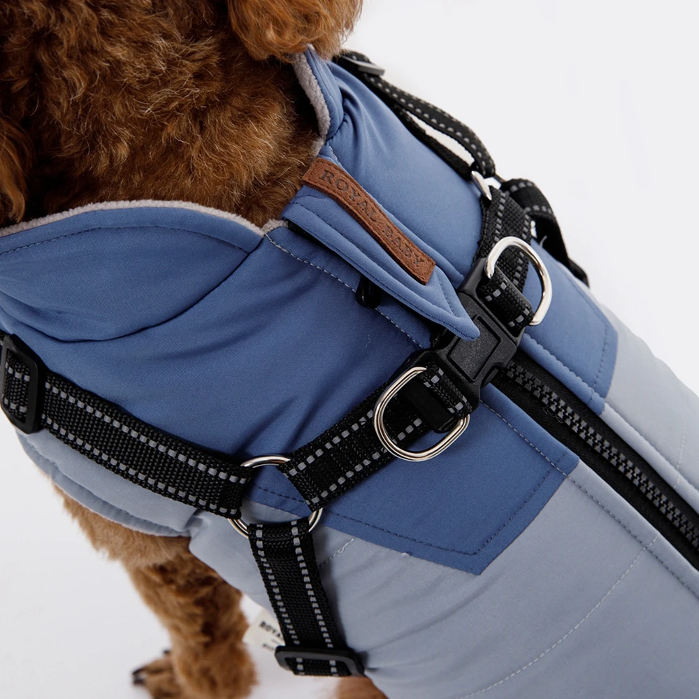 Pet Vest Dog Warm Jacket with Harness Winter Warm Dog Clothes for Labrador Small Dog Coat Chihuahua French Waterproof Outfits