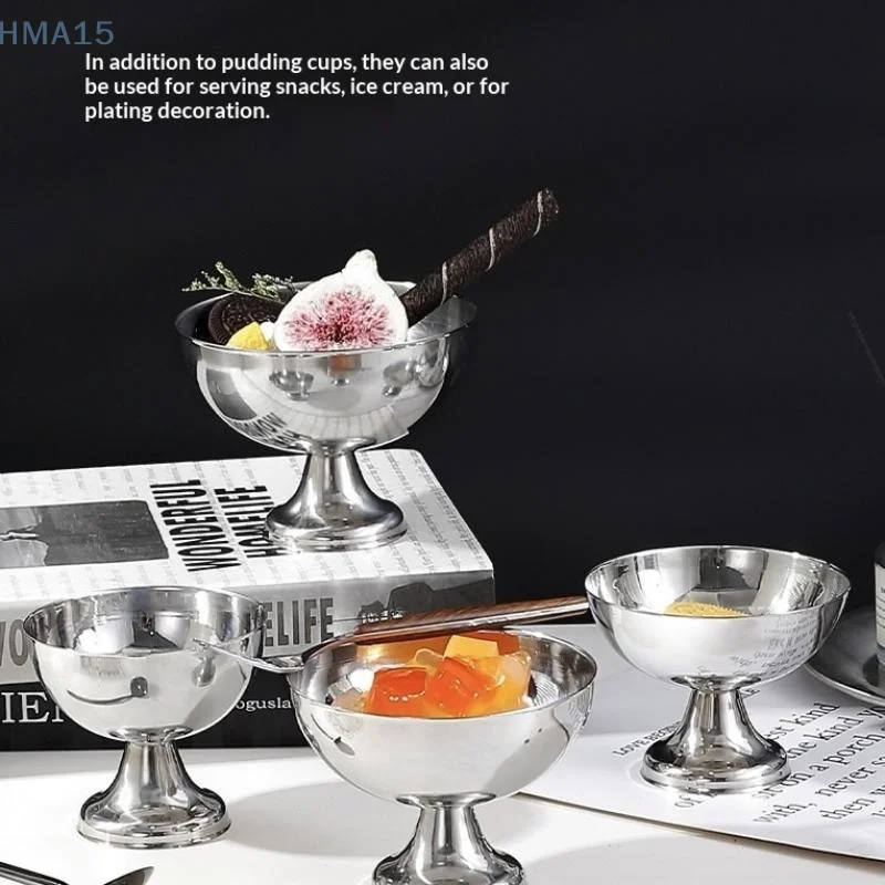 【YA】Stackable Stainless Steel Goblet Space Saving for Ice Cream Dessert Salad Snack Small Bar Kitchen